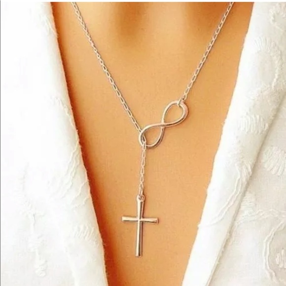 Jewelry - 💫 5 for $25 Cross Infinity Silver Necklace NEW